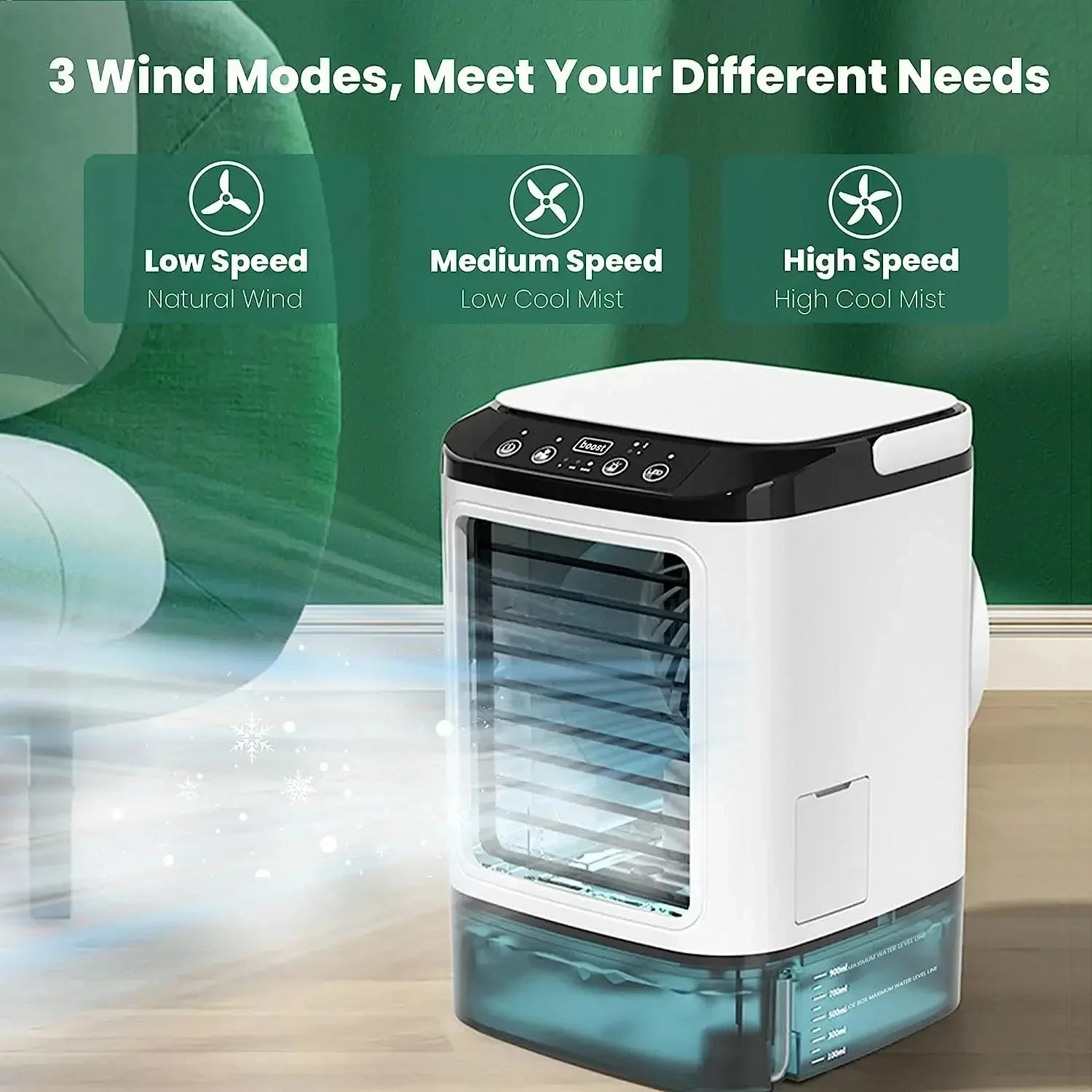 Portable Mini Air Cooler – 3 Speed USB Air Conditioner with 900ML Water Tank
