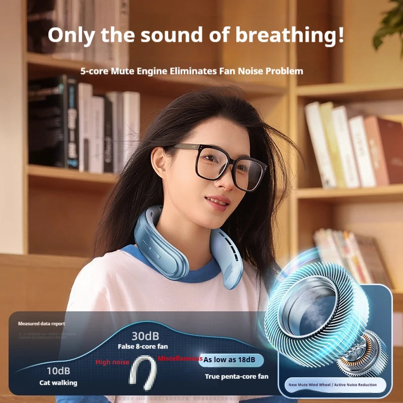 CoolBreeze Portable Neck Fan – USB Rechargeable