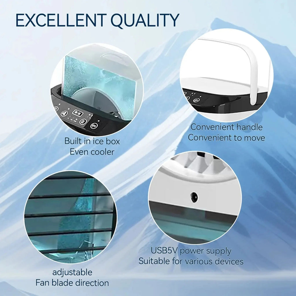 Portable Mini Air Cooler – 3 Speed USB Air Conditioner with 900ML Water Tank